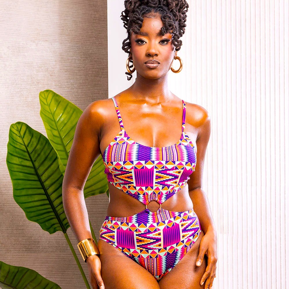 Hers & His African Print Cut-Out Swimsuit with matching trunks. Never worn!